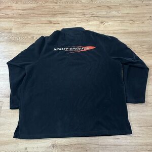 Harley-Davidson Mens XXL Black Fleece Quarter Zip Pullover Graphic Back Logo